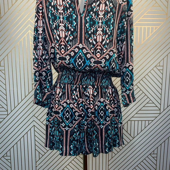 Ella Moss Flora Vista Romper Black Ikat Floral‎ - Picture 11 of 12